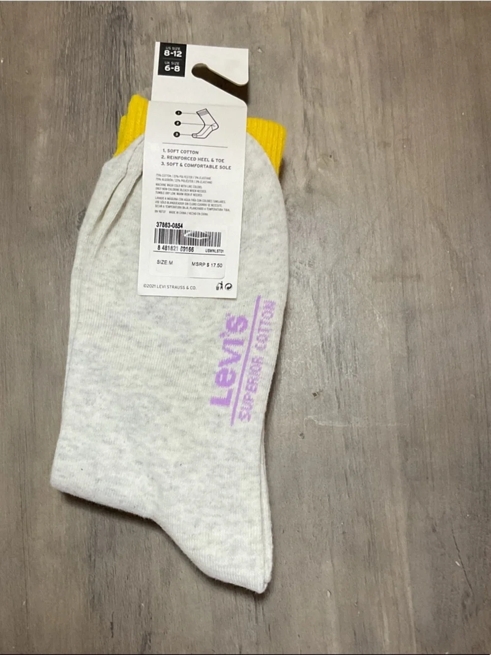 Levi's Yellow and White Striped Regular Cut Socks - 2 Pack